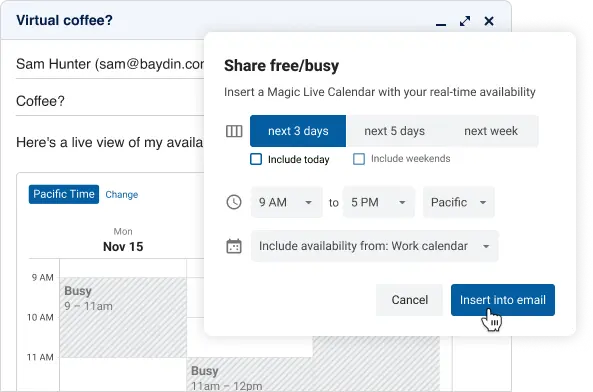 Quickly Share Free/Busy